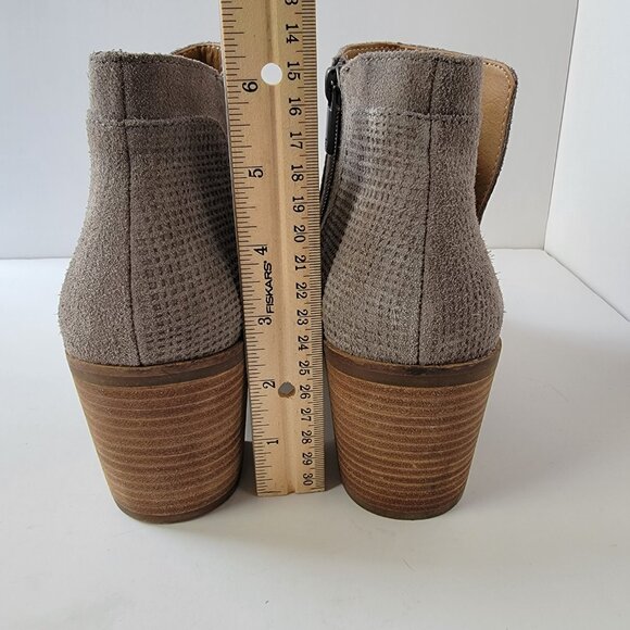 Lucky Brand Ponic Gray Suede Leather Boho Round Toe Ankle Booties, Size 10M - Picture 5 of 14